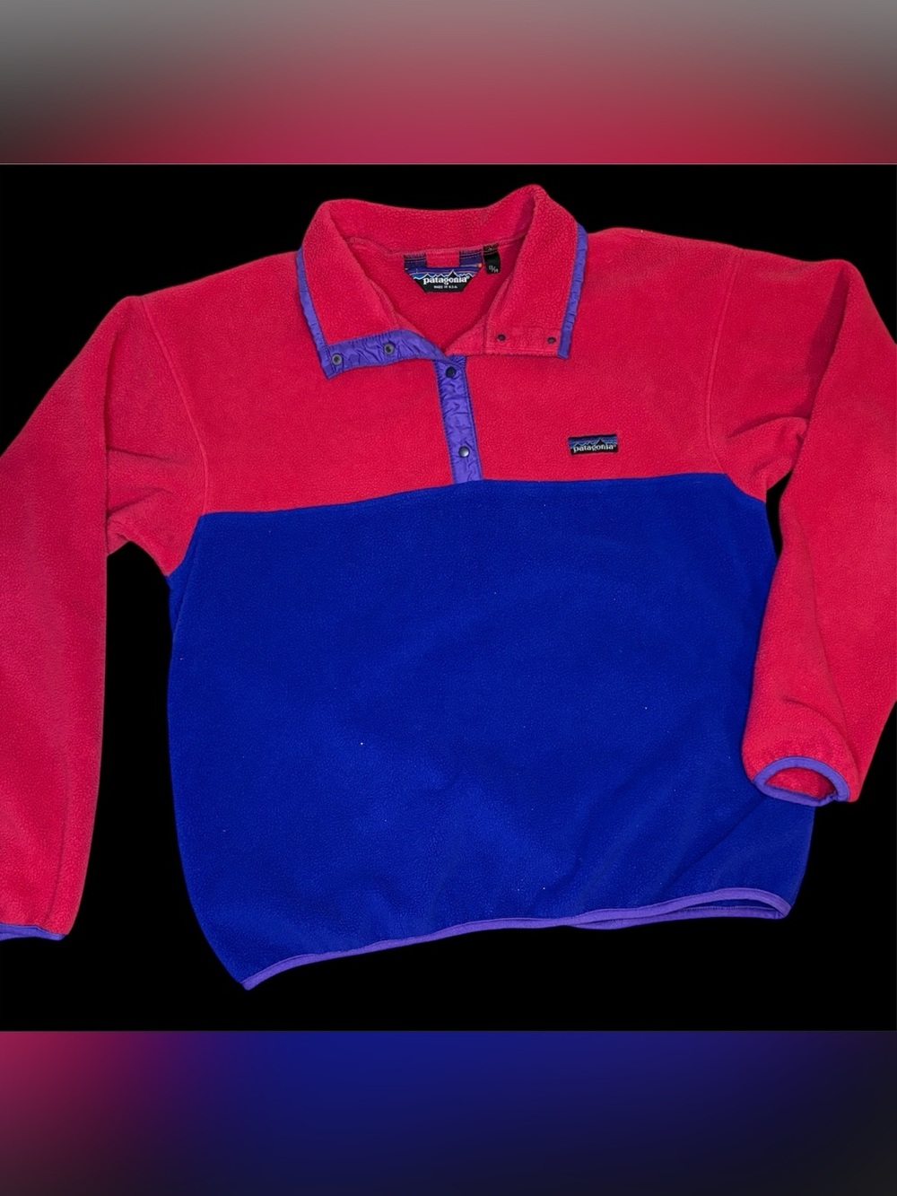 Patagonia Red and Blue Snap-T Fleece Zip-Up